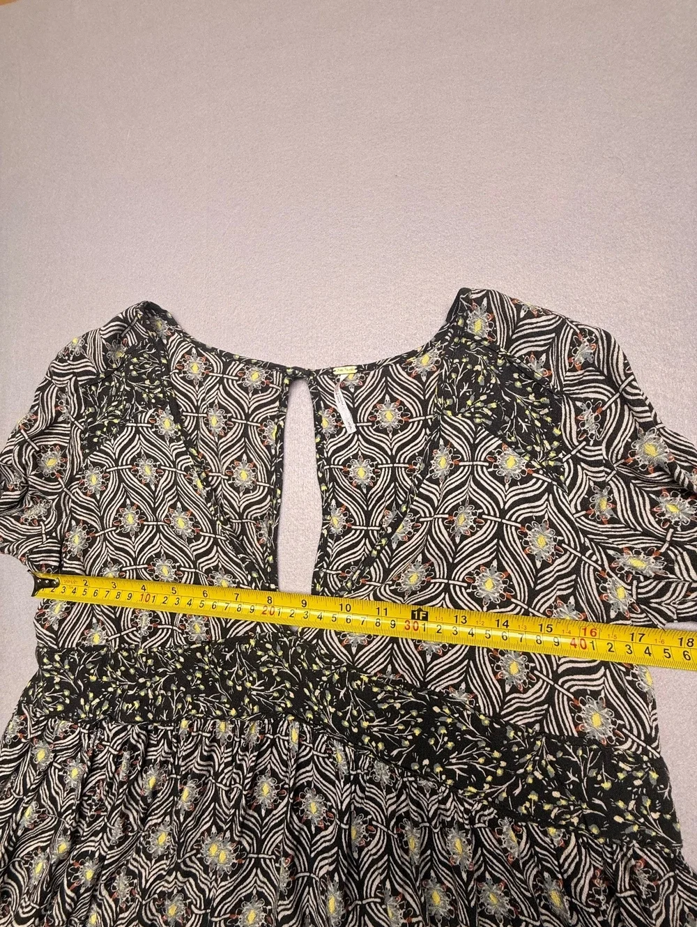 Free People Bohemian Long Sleeve Top Women's M Black Pattern